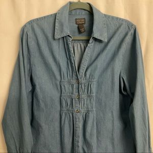 Chico’s chambray SHIRT ruched front denim~sz L/12